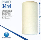 Dynarex DÃ¼rma+ Unna Boot gauze roll showing the soft cast zinc oxide paste infusion.