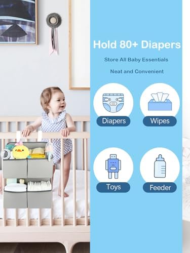 Kikjok hanging nursery caddy attached to baby crib