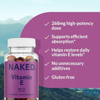 Close up view of natural vitamin E softgels capsules