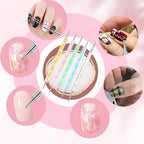 Top down view of nail art brush set components