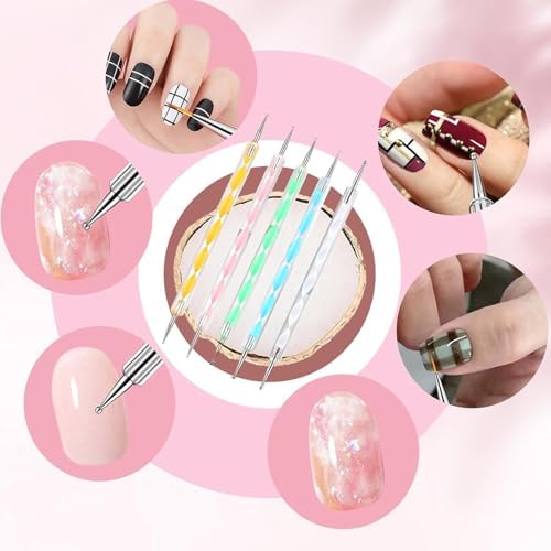 Top down view of nail art brush set components