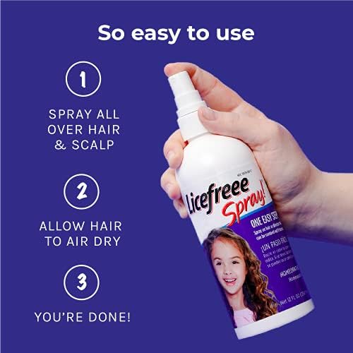 Licefreee Spray twelve ounce bottle showing ingredients and usage directions.