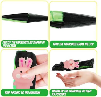 Six pack easter basket stuffers with hand throw flying toys displayed open