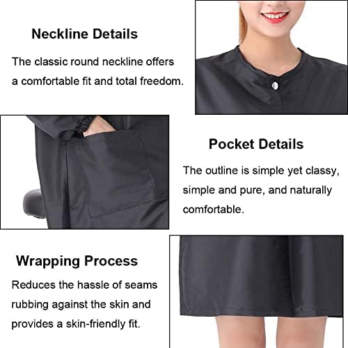Side profile of Tilyiala salon smock with long sleeves