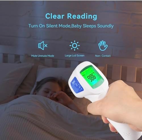 Portable medical grade digital thermometer with infrared sensor and battery compartment.