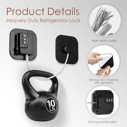 Himake fridge lock showing flexible steel cable detail