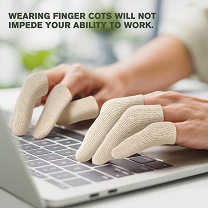 Side by side comparison of the soft cotton cushion fabric protecting a cracked thumb tip.