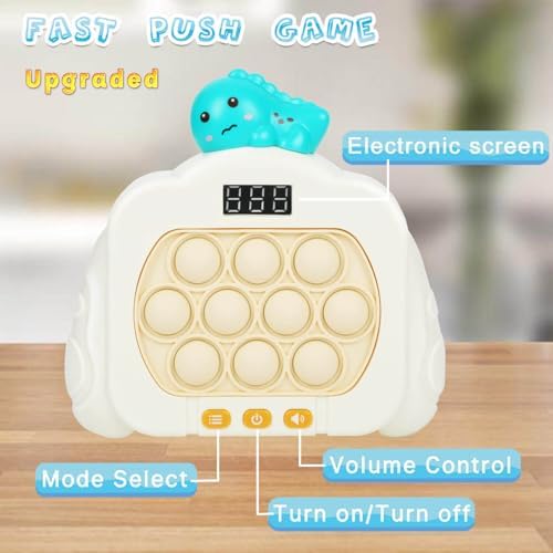 HLXY speed pushing sensory toy being held to demonstrate compact handheld game size for children