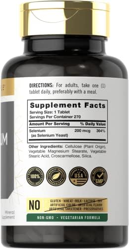Carlyle Selenium essential trace mineral supplement label information