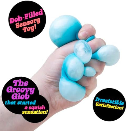 Assorted vibrant color options of the Schylling Groovy Glob sensory toy