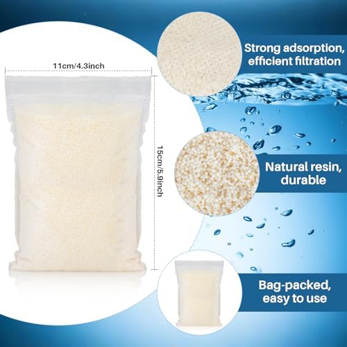 RAINFLOW filter media bags clearing yellow driftwood tannins in a freshwater aquarium setup.