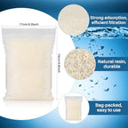 RAINFLOW filter media bags clearing yellow driftwood tannins in a freshwater aquarium setup.