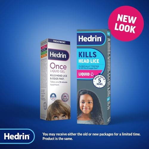 Back label of Hedrin Once Liquid Gel showing usage directions