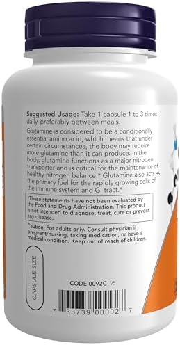 Now Foods L-Glutamine Capsules 500mg -Pack Of 120 Capsules - Image 3