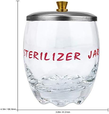Small glass sterilizer jar with stainless steel lid for manicure implements