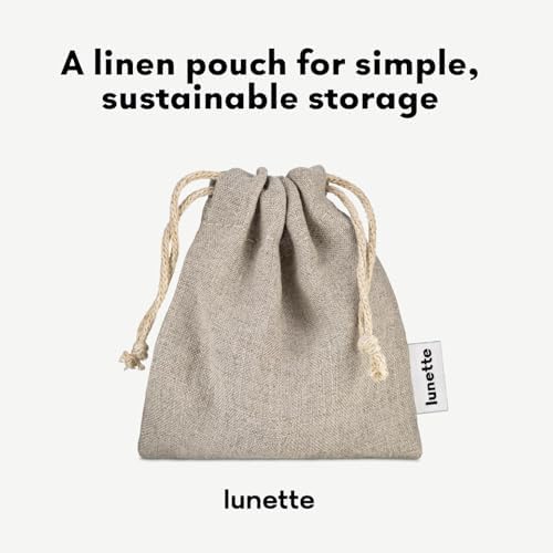 Comparison view of Lunette pink cup size 2 for heavy menstrual flow.