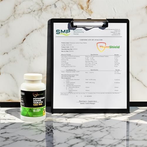 Professional product photography of Thyroshield radiation tablets