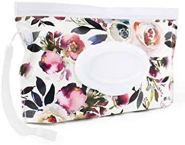 Open view of Itzy Ritzy floral travel wipes case showing refillable design