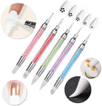 Dual-tipped silicone dotting and sculpture pens for 3D nail art