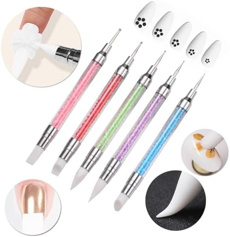 Dual-tipped silicone dotting and sculpture pens for 3D nail art