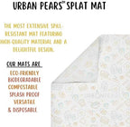 Close up of the liquid resistant breakfast theme design on the Urban Pears disposable mat.