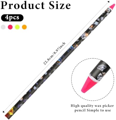 Close up of the self adhesive wax tip of the Hariendny diamond art pen picking up a crystal rhinestone gem.