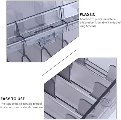Side view of the Lurrose transparent hairdressing accessory storage case with secure hinges