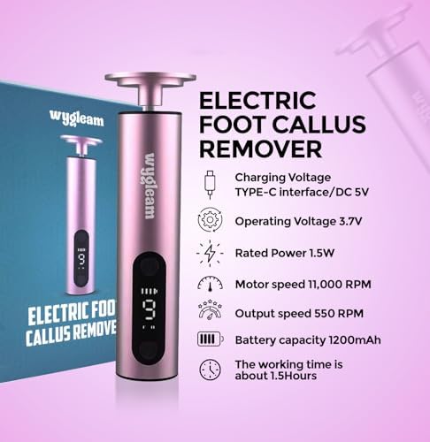High capacity battery electric callus remover for salon quality foot care at home.