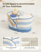 Babygreat cotton rope storage basket side angle view with handles