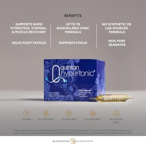 Quicksilver Scientific raw cold filtered seawater electrolytes box side details with ingredient information