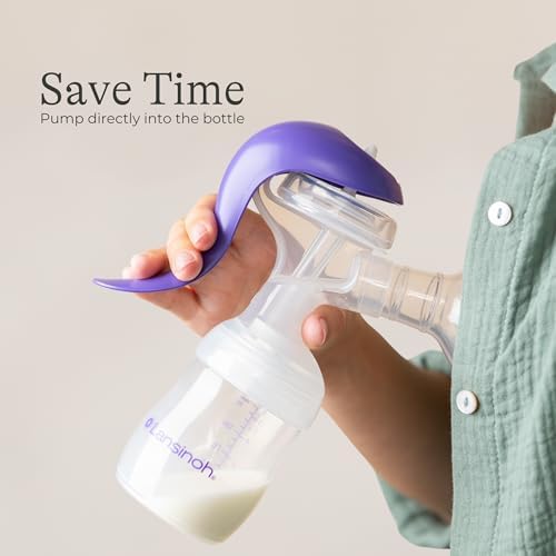 Lansinoh bottles connected to breast pump equipment