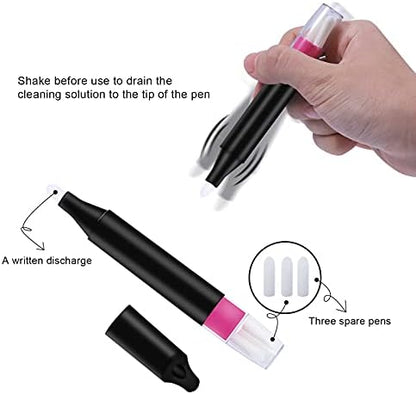 Demonstration of nail polish mistake removal with pen