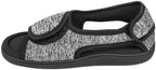 Grey open toe diabetic slippers for men with extra wide width design.