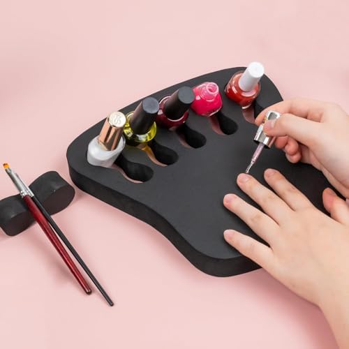 ButterFox manicure station showing nail polish bottles in slots