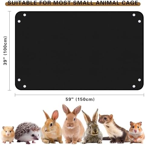 Waterproof Pet Playpen Mats for Bunny, 2 Packs Plastic Floor Mat 59 x 39 in, Reusable Black Cage Liner for Hamsters, Ferrets, Guinea Pig, Rabbits and Other Small Animals - Image 6