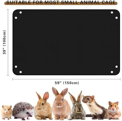Waterproof Pet Playpen Mats for Bunny, 2 Packs Plastic Floor Mat 59 x 39 in, Reusable Black Cage Liner for Hamsters, Ferrets, Guinea Pig, Rabbits and Other Small Animals - Image 6