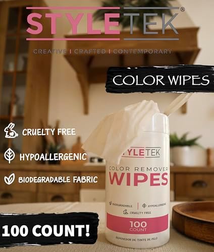 Styletek professional hypoallergenic hair dye remover wipes for skin stain cleanup.