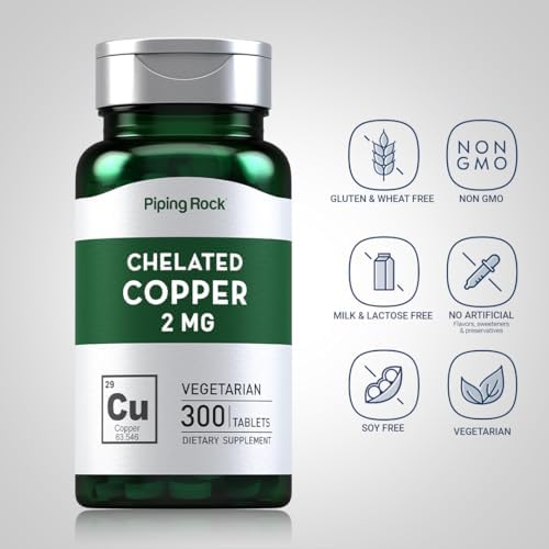 Piping Rock Chelated Copper supplement label details