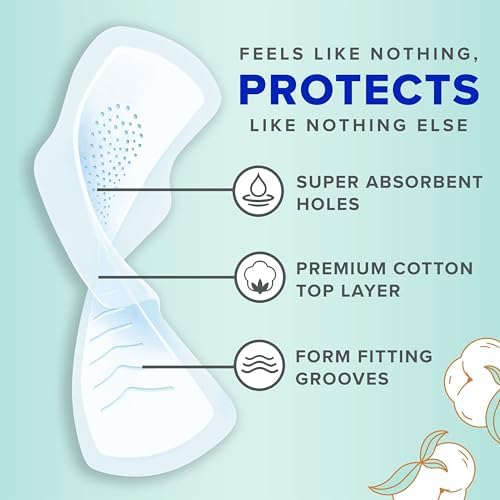Always Pure Cotton heavy absorbency pads 72 count value pack for women.