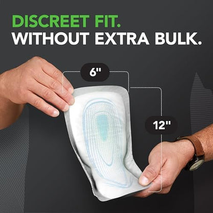 Cup-shaped design close up of Depend guards for men showing flexible leak barriers