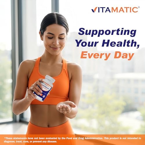 Vitamatic Chromium Picolinate vegetarian easy to swallow tablets alongside the packaging bottle