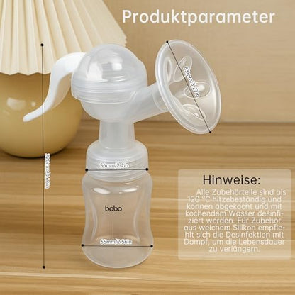 YOHKOH manual maternal feeding pump set unboxed with all inclusive components displayed clearly