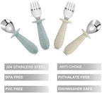 PandaEar toddler training forks with smooth stainless steel tines and easy grip silicone handles