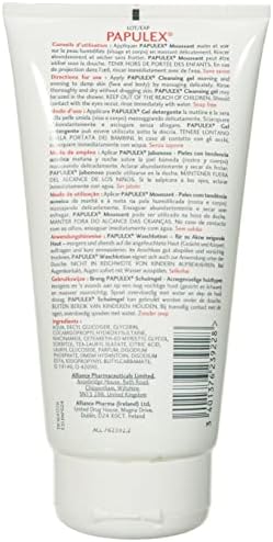 Dermatologist recommended Papulex acne cleanser standing upright on a clean surface