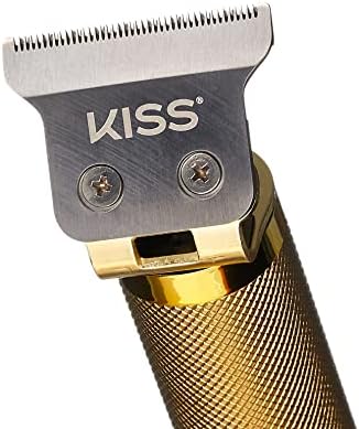 Close-up of the waterproof stainless steel T-blade on the KISS professional cordless groomer.