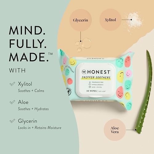 The Honest Company Plant-Based Snot Removing Wipes, Soothing Nose with Aloe, Hypoallergenic for Sensitive Skin, EWG Verified Fragrance-Free, 60 Count - Image 5