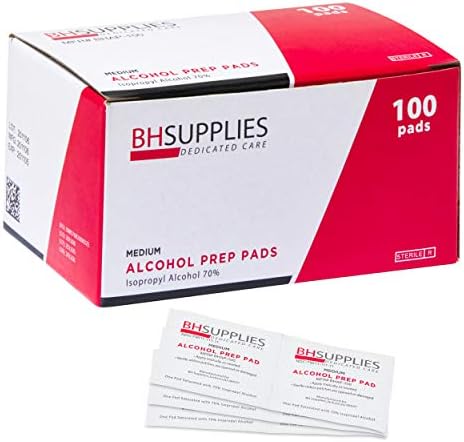 BH Supplies Alcohol Prep Pads 100 pack front view medical grade wipes