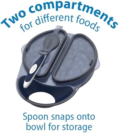 Dr. Brown's travel feeding container opened to reveal the two separate divided food compartments.