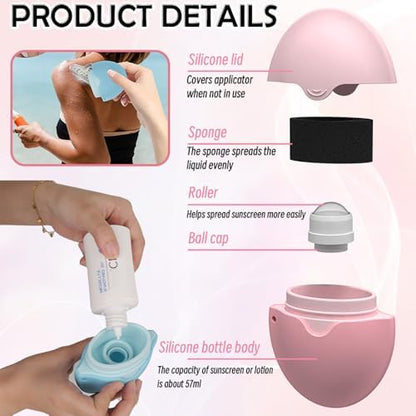 Refillable sunscreen lotion applicator for family travel use