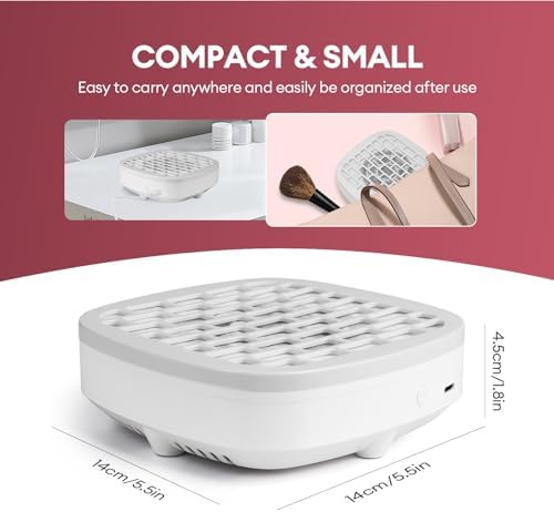 Compact nail dust collector showing USB power cable connection.